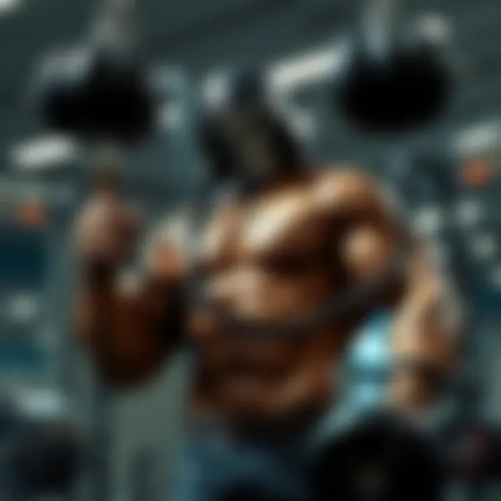 Apocalypse Lifting Weights A muscular character lifting weights in a gym, showcasing impressive abs and strong physique