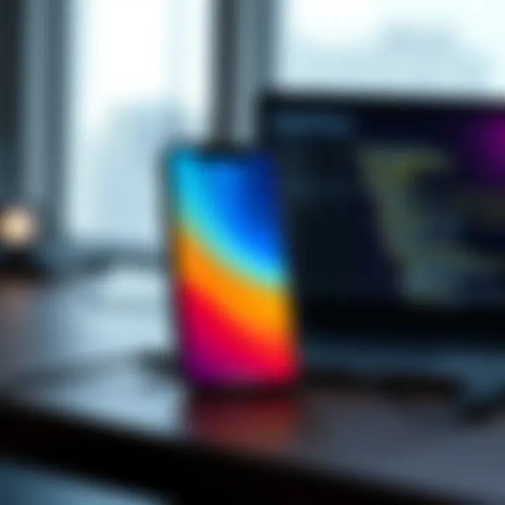 A graphic showing an Apple iPhone connected to a Windows laptop, illustrating clipboard syncing between the two devices.