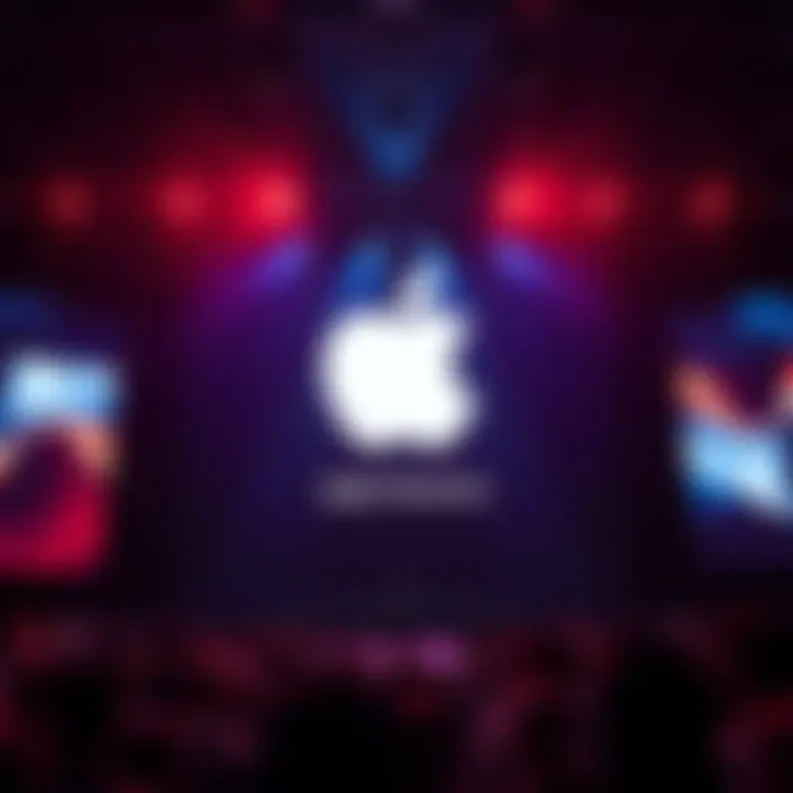 A graphic showing the Apple logo with event details for the upcoming product launch at noon Austin time.