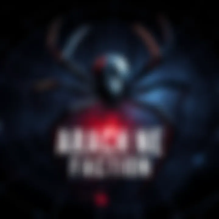 A captivating depiction of the Arachne Faction with a dark, web-filled background, featuring a powerful spider character in the center, surrounded by hints of surprises and intrigue for fans.