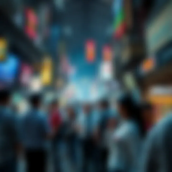 Arar Units in a Market Setting A group of people discussing uncertainties about Arar Units in a bustling market environment