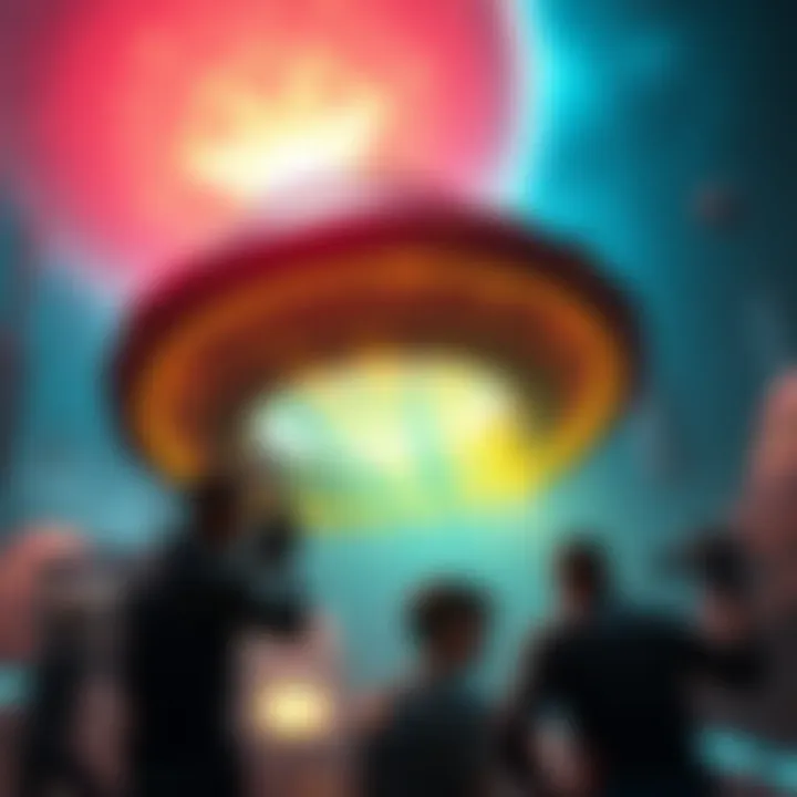 A game scene showing the Arc Orbiter with a glowing radiation effect at the end of a round, players visibly reacting to its presence, illustrating potential delayed deaths from radiation exposure.