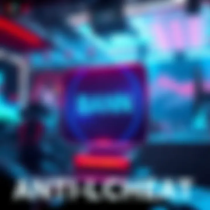 A graphic showing a gaming environment with a digital ban symbol, representing the fight against cheating in Arc Raiders.