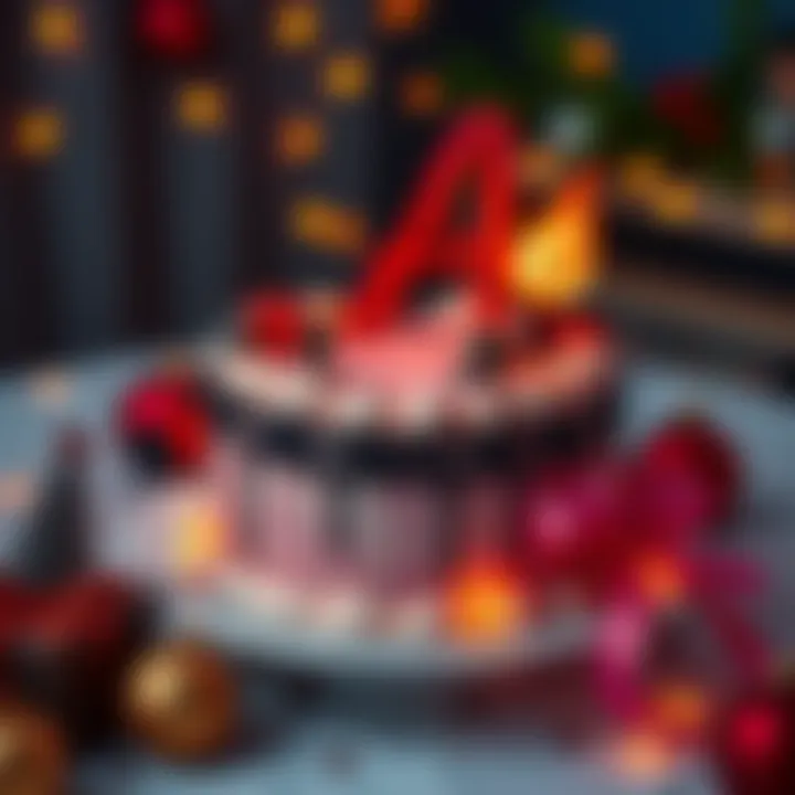 Arc Raiders Themed Cake A beautifully decorated Arc Raiders cake featuring game elements, surrounded by festive decorations.