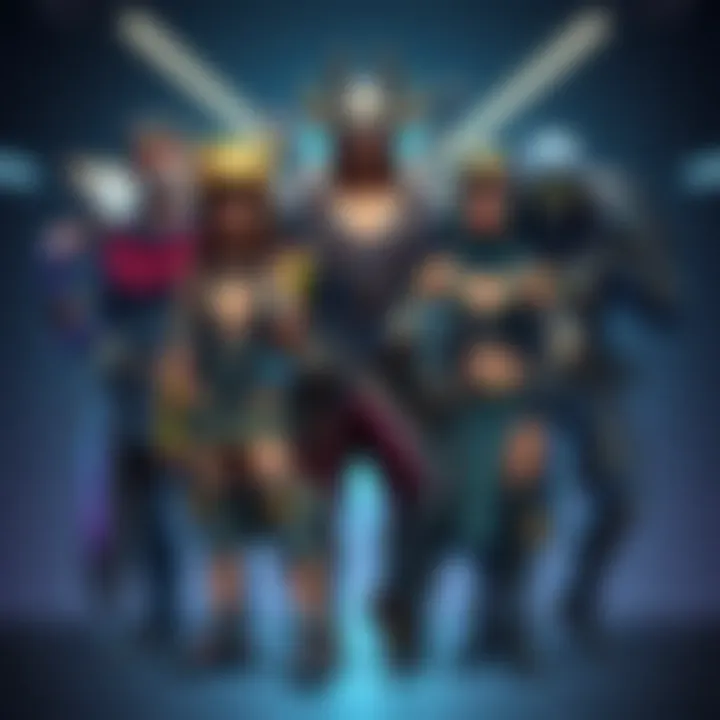 A group of diverse characters from Arc Raiders showcasing their unique physical traits and gear, set against a futuristic background.