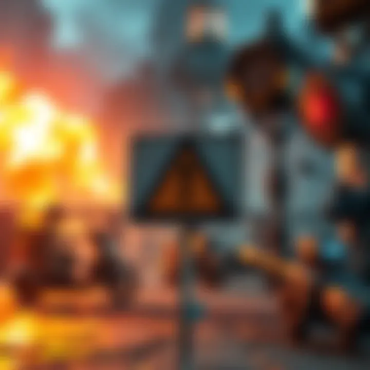 Graphic showing a game scene from Arc Raiders with a warning sign indicating cheating bans and affected players.