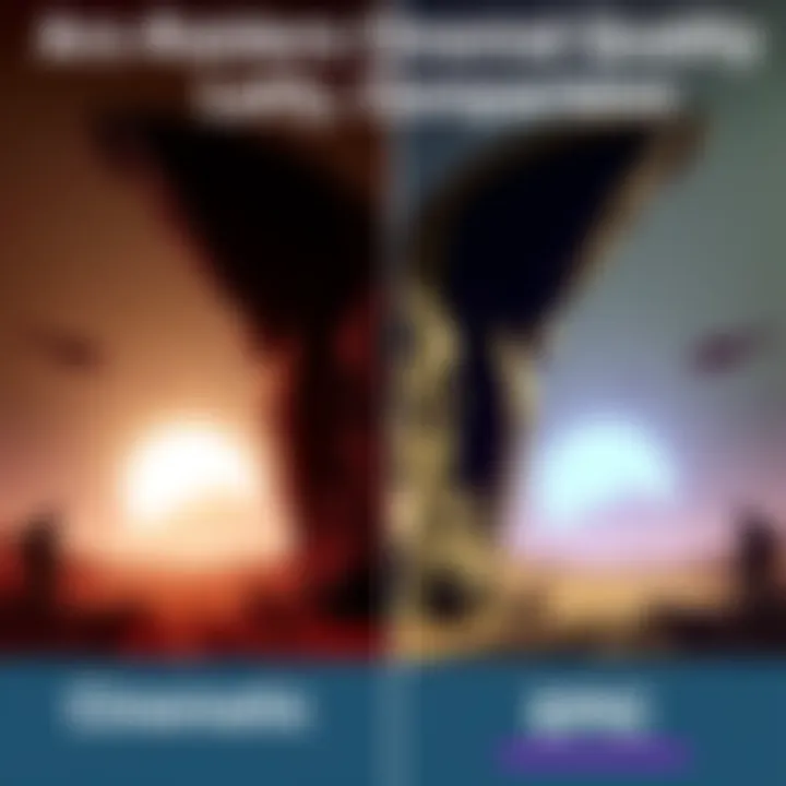 A side-by-side comparison of Cinematic and Epic graphics settings in Arc Raiders, showing enhanced shadows and textures on the Cinematic setting.