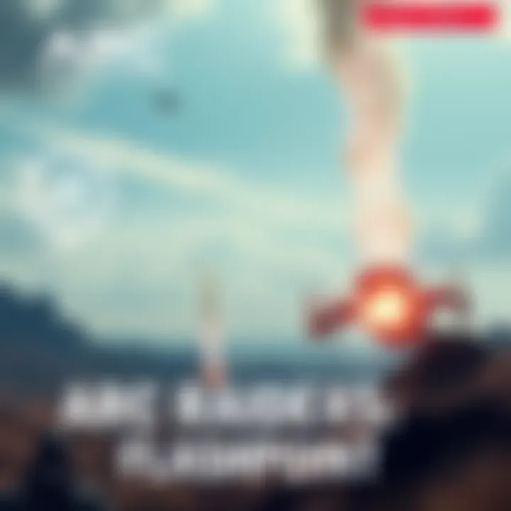 A dynamic scene showcasing a futuristic landscape with explosions and spacecraft in the sky, hinting at action and adventure in ARC Raiders: Flashpoint.