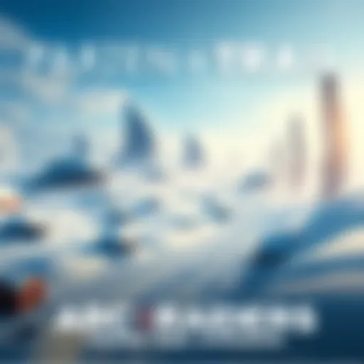 A digital artwork showing a snowy landscape with futuristic structures, representing the Frozen Trail expansion for Arc Raiders