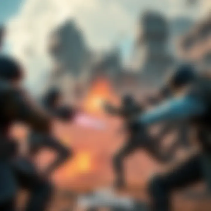 A group of players in Arc Raiders battling each other in an intense PvP encounter, with one player preparing to betray another during a loot grab.