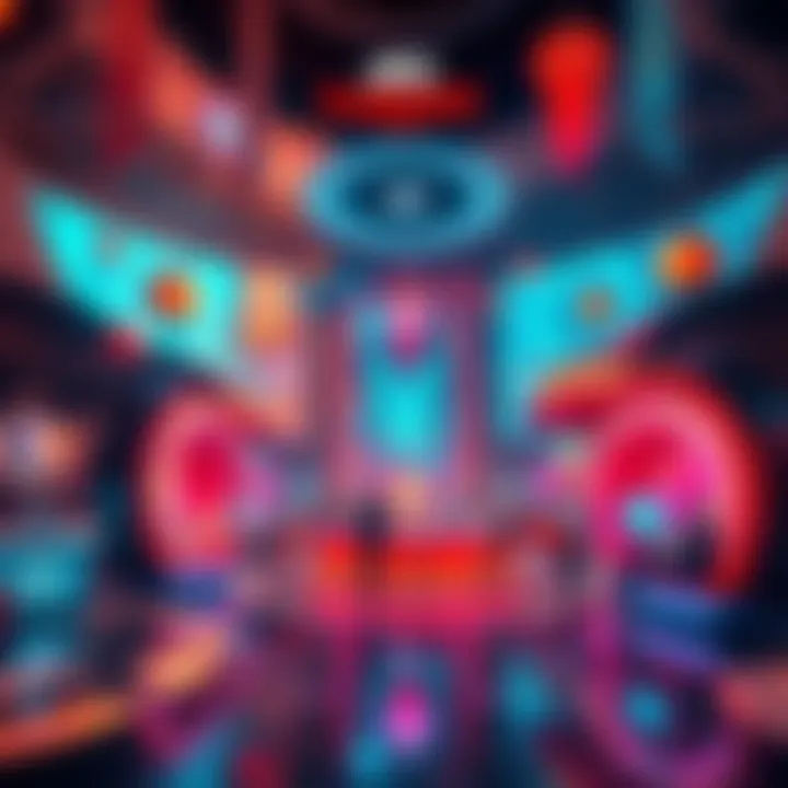 Concept art of Speranza, the social hub in Arc Raiders, showcasing players interacting and engaging in the community.