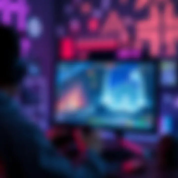 A gamer playing Arc Raiders alone on a computer, showing the game's interface on the screen with engaging graphics, focusing on solo gameplay features.