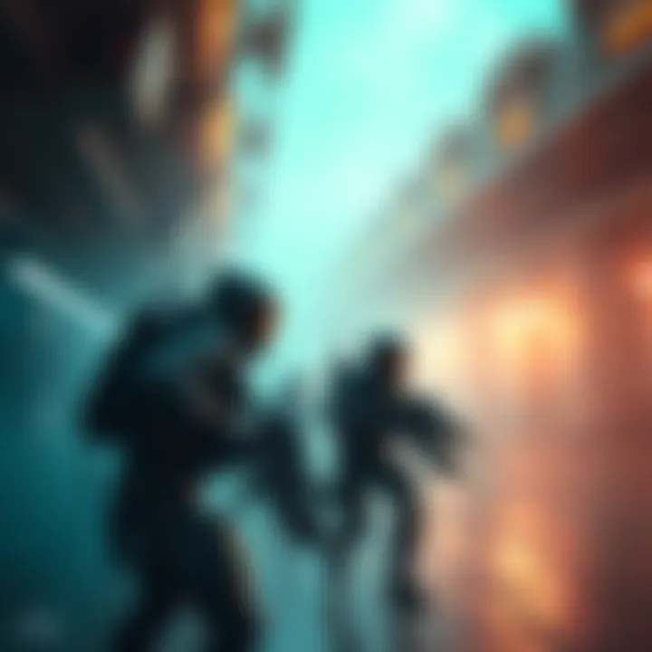 Players in tactical gear face off against AI threats in a tense Spaceport extraction scene