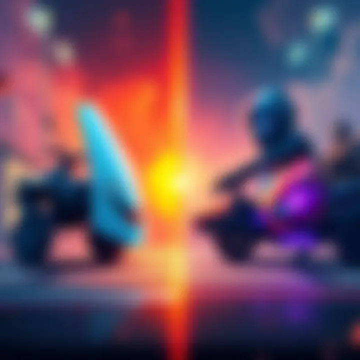 An illustration showing Arc on one side and the leading game of 2025 on the other, highlighting their unique features side by side.