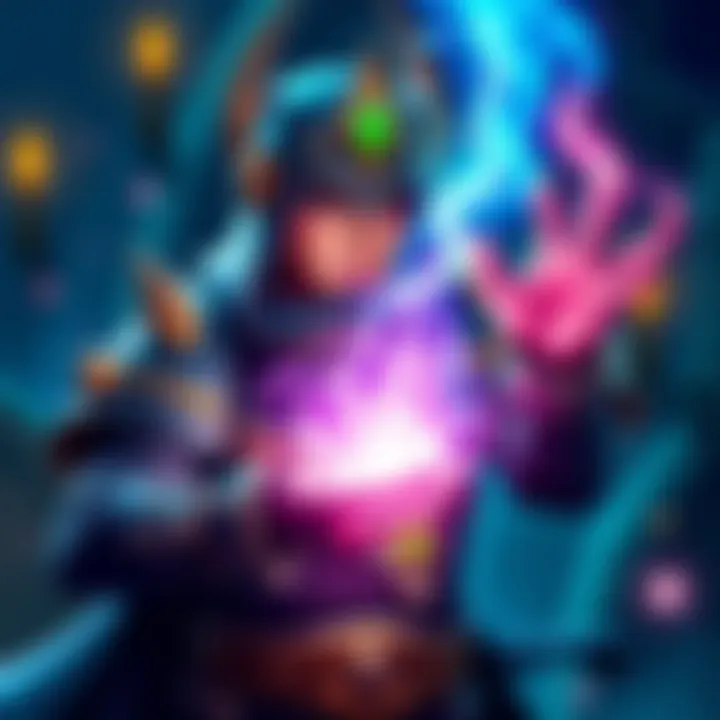 An arcane character in a game with glowing magic effects, displaying a level-up animation after completing a challenge.