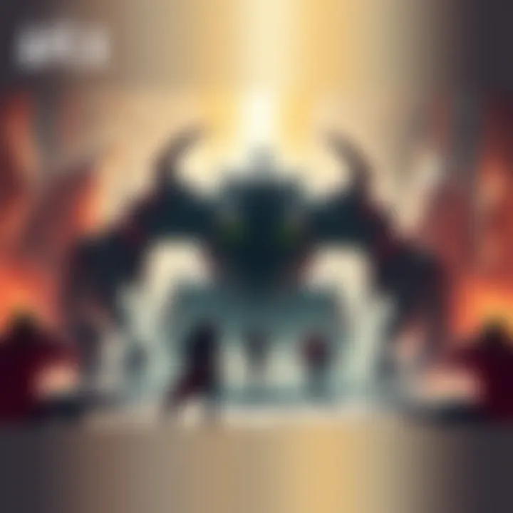 A fierce battle scene featuring Arch Tempered Rey Dau, a large, menacing creature surrounded by players strategizing for the fight.