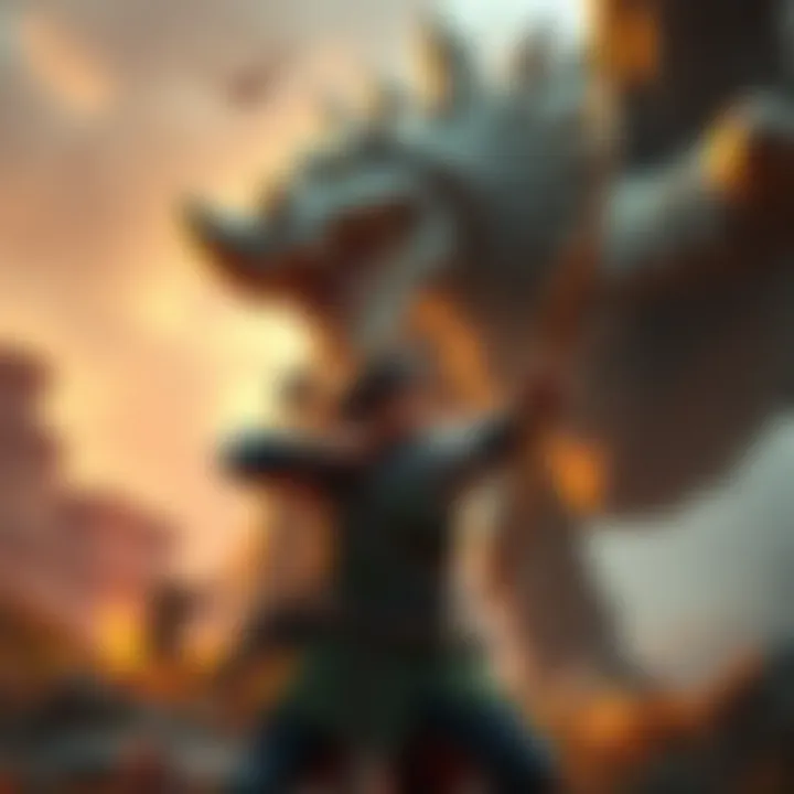 Archer aiming at a giant creature An archer takes aim at a large monster, showcasing the enhanced rules for ranged attacks in gameplay.