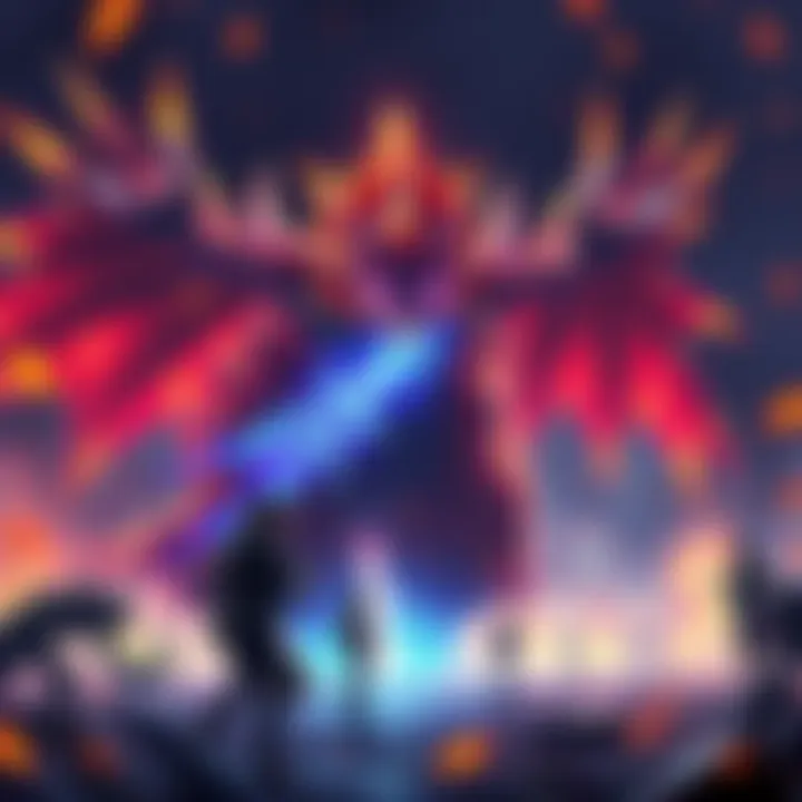 A fierce battle with Archtempered Nergigante, showcasing its powerful attacks and glowing spikes, with players strategizing in the background.