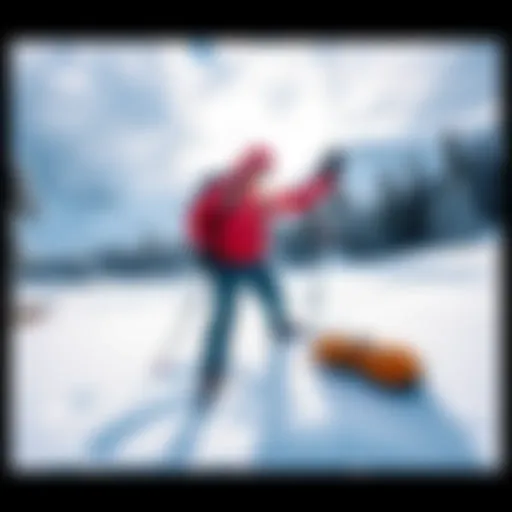 A hiker using the Arctic PK 3-piece set in a snowy landscape, showcasing its durable design
