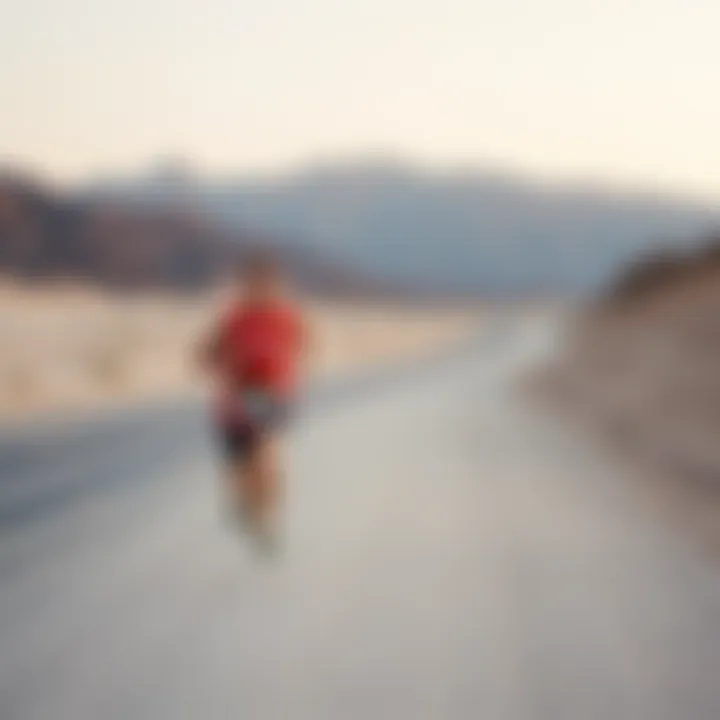 Athlete Arda Saatci running in Death Valley during his 600km challenge to Santa Monica Pier