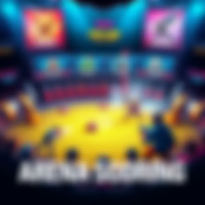 A player strategically placing traps and attacking opponents to maximize points in an arena battle, with a scoreboard showing high scores in the background.