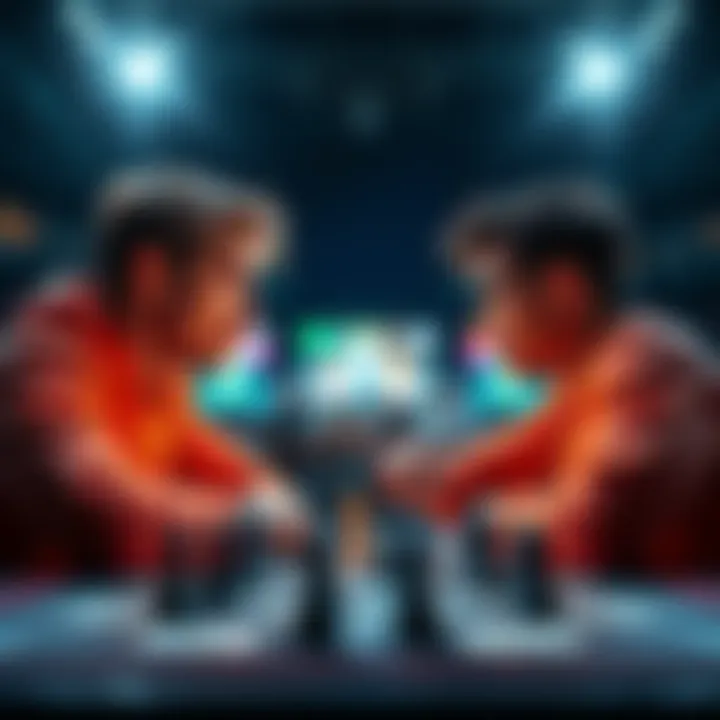 Two players preparing for a match, one focused on their first move while the other strategizes for their second turn.