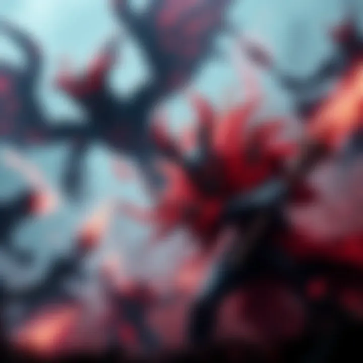 Arisens in Battle A group of Arisens fighting against dark creatures, showcasing their skills and magic in a corrupted world.