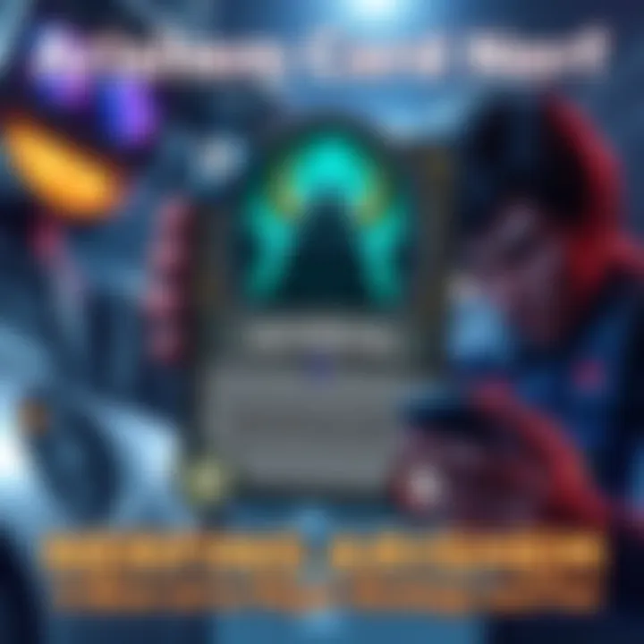 A digital card representing Arishem shows reduced stats, highlighting the impact of the nerf. Background features a disappointed player reviewing the changes.