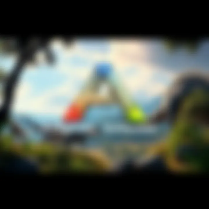 A vibrant scene from ARK: Survival Evolved showcasing dinosaurs and lush landscapes.