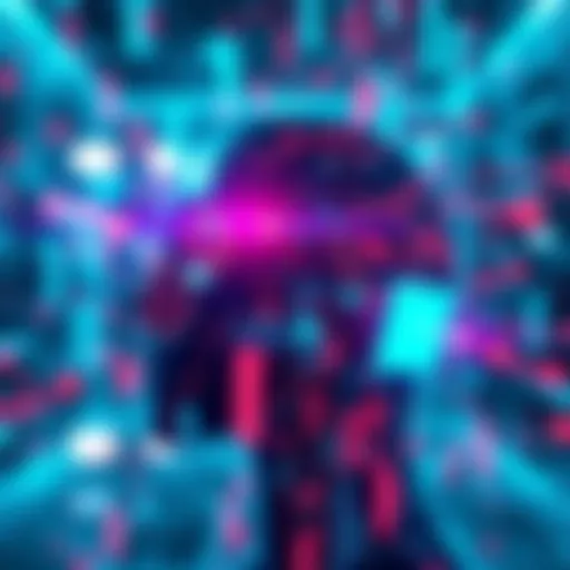 A visual representation of AI technology impacting language use, featuring abstract digital elements and code.