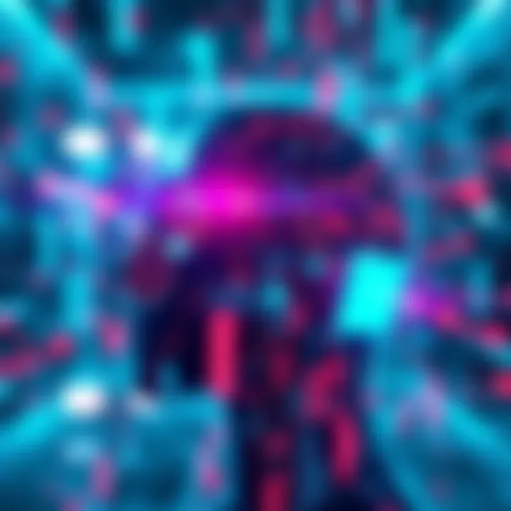 Arkane's AI Innovations A visual representation of AI technology impacting language use, featuring abstract digital elements and code.