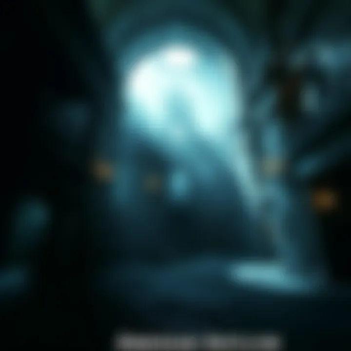 A dark and eerie scene inspired by Arkham Asylum, featuring gothic architecture and ominous shadows, reflecting the atmosphere found in modern media.