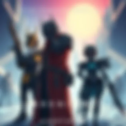 An illustration showing characters from Arknights and Destiny 2 together, highlighting the collaboration theme, with a backdrop of a sci-fi setting.