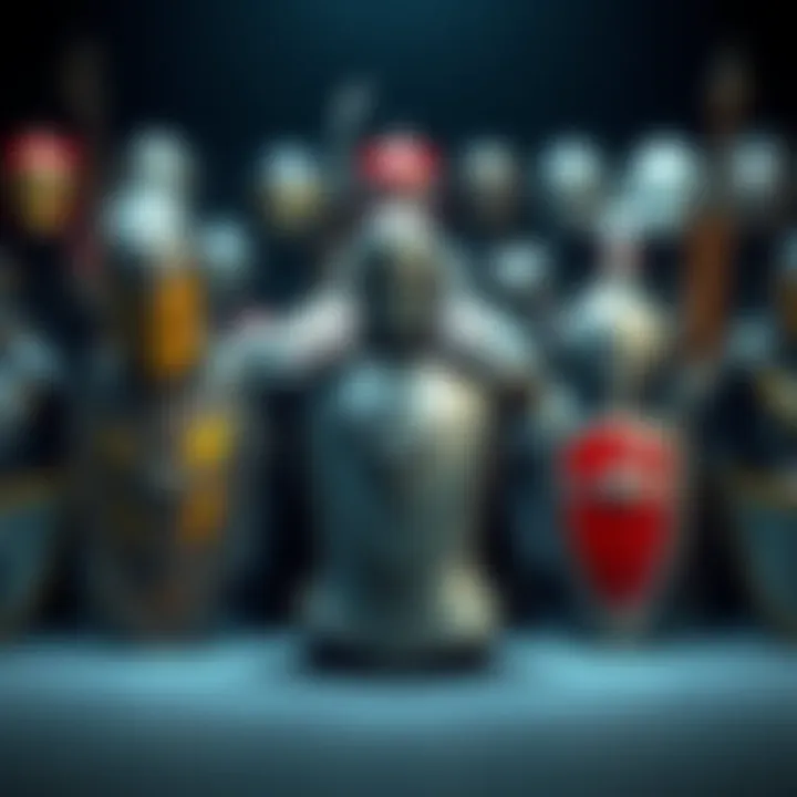 Armor Types Concept A display of different armor types including armor plates and helmets, showcasing a variety of styles and colors without shields.