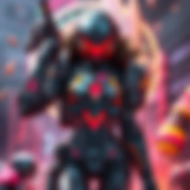 Art of a female character in futuristic armor, inspired by the Doom Slayer, showcasing strength and detail.