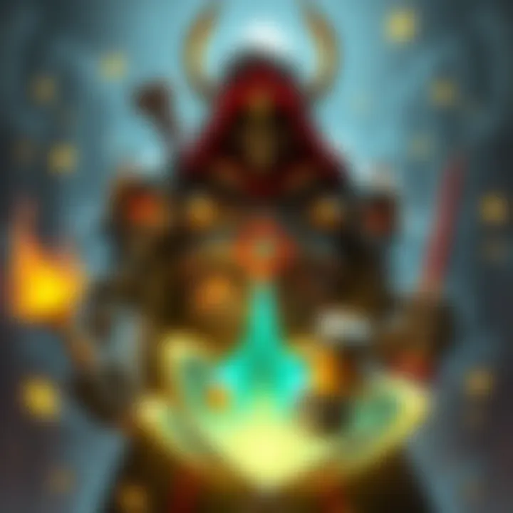 A detailed view of an Armorer Artificer character in fantasy armor, holding magical tools and surrounded by glowing runes.