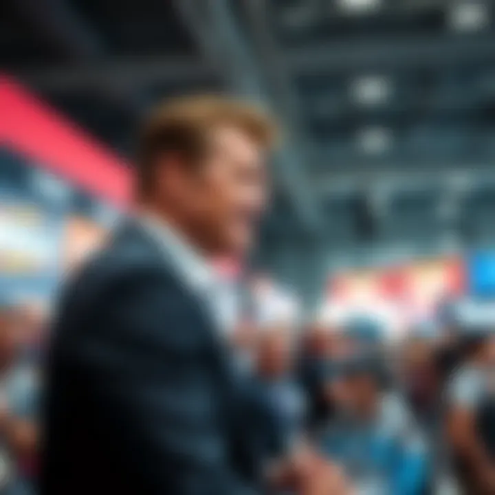 Arnold Schwarzenegger greeting fans at the Panatta booth during the Arnold Sports Festival