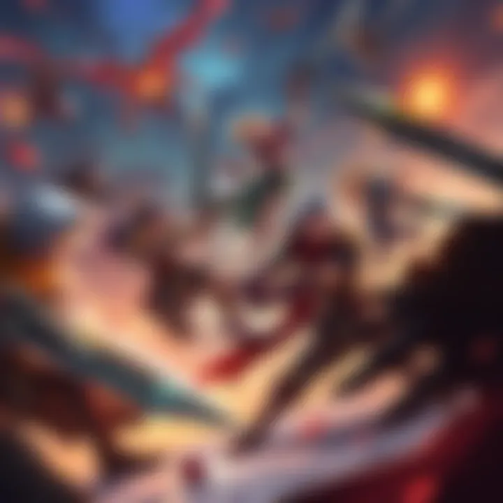 ARPG characters in battle Action role-playing game characters engaged in combat, showcasing various classes and abilities