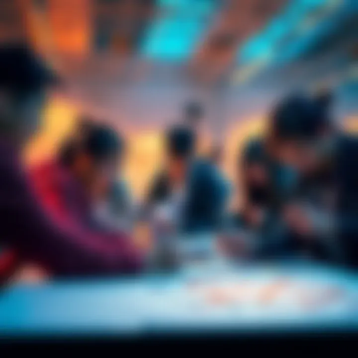 Participants sketching in a lively art competition setting