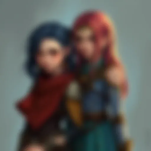 A painting showing Lea standing protectively next to her sister Sophia, showcasing their close bond and family connection.