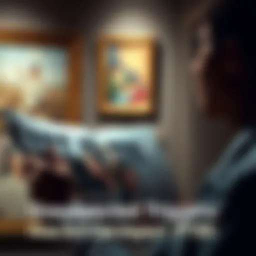 A person looking at a magazine page with an image that evokes strong emotions, showing a connection to PTSD.