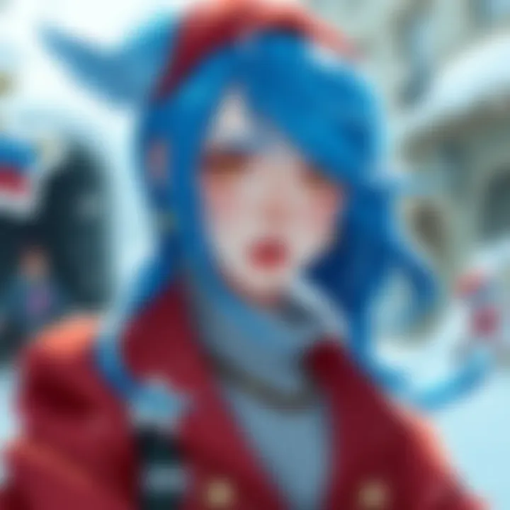 Artwork showcasing a blue-haired character inspired by NacreousSnowmelt, dressed in Alpeh's style.