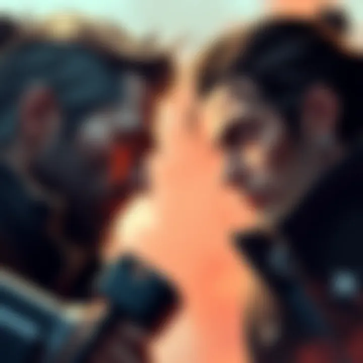 A dynamic illustration of Arthur Morgan and Nathan Drake facing off, showcasing their intense expressions and unique outfits