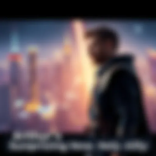 Arthur stands beside his new ally, both looking thoughtfully at each other, surrounded by a backdrop of a vibrant cityscape, hinting at their complex relationship.