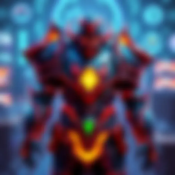 Artifice Armor in Competitive Gaming A visually striking representation of artifice armor, featuring intricate details and vibrant colors, set against a backdrop of competitive gaming elements.