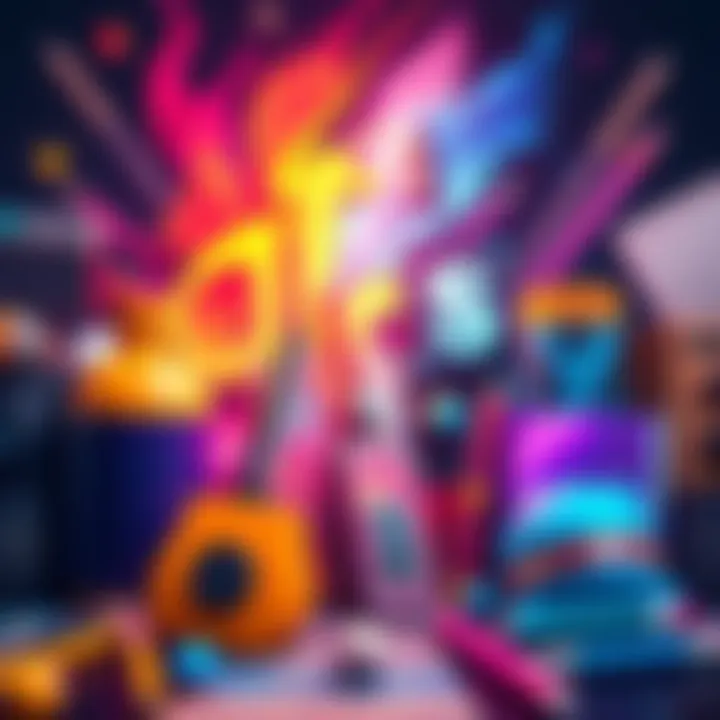 A colorful assortment of art packs with various styles created by independent artists