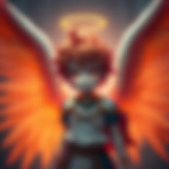 A colorful angel character with large wings and a gentle expression, showcasing the artist's unique design style.