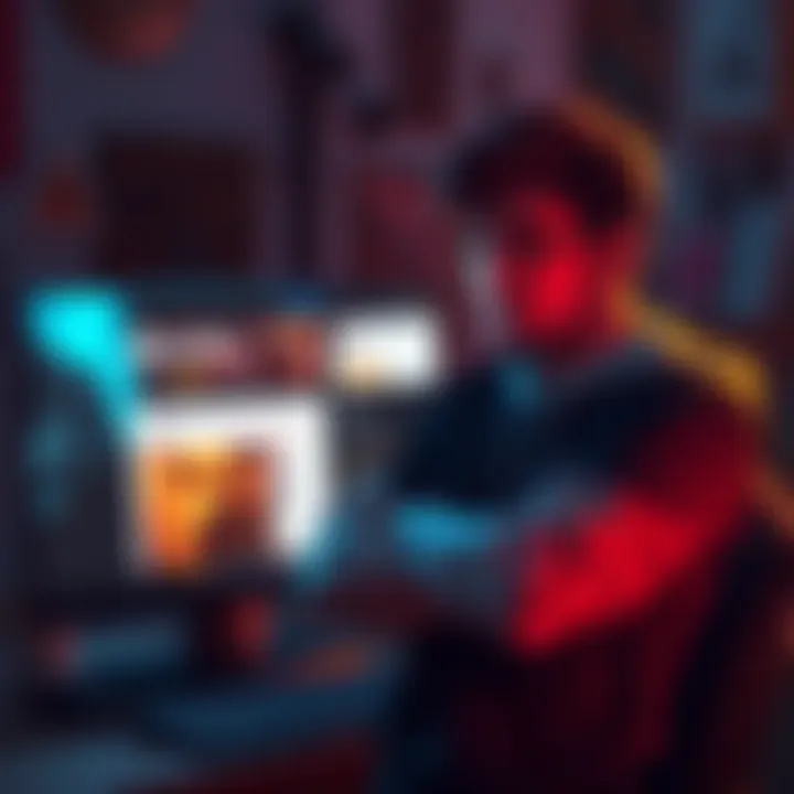 An artist with crossed arms looks upset near a computer screen displaying a removed forum post about their Crysis original character.