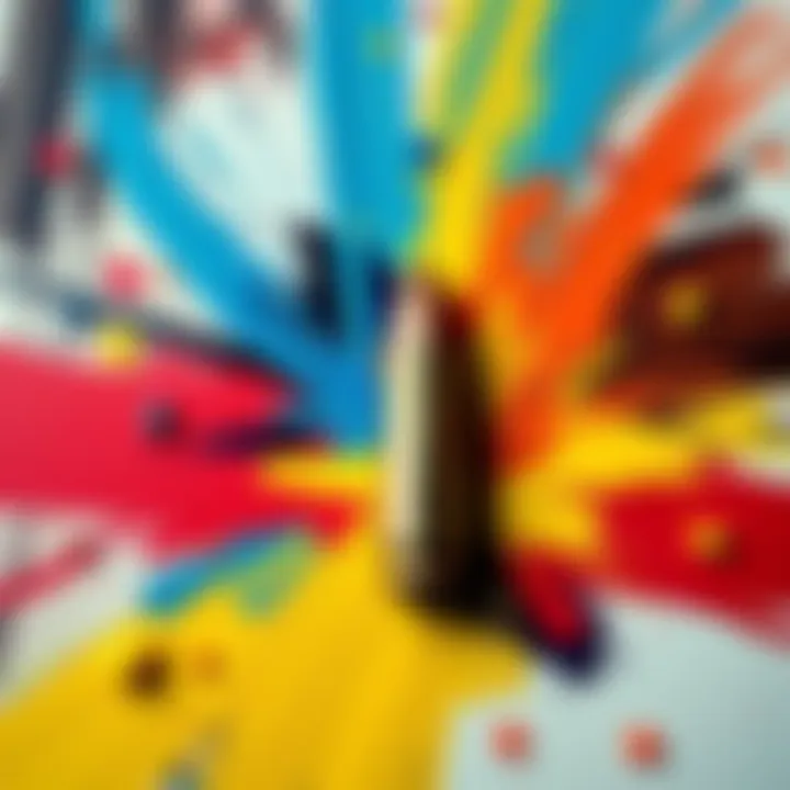 A single bullet surrounded by colorful brush strokes, symbolizing the impact of violence in society through art.