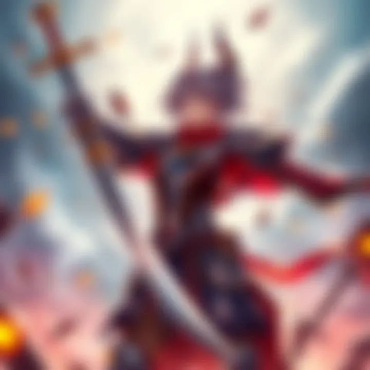 Artoria Pendragon in Battle Artoria Pendragon, a knight in shining armor, raises her sword ready for battle in Fate/Grand Order.